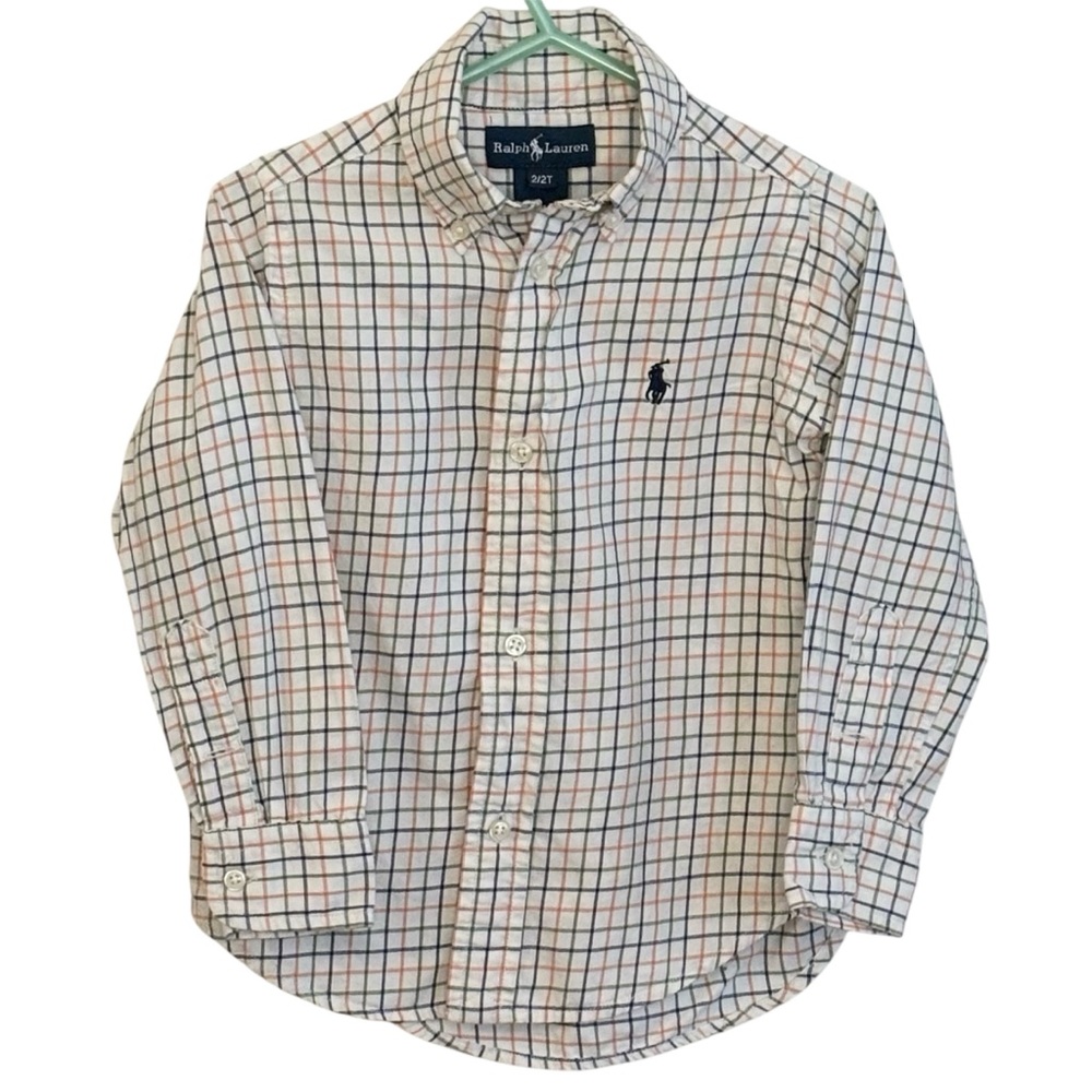 Vintage Ralph Lauren 2T Button-Up Shirt 100% Cotton Plaid Check Classic Style